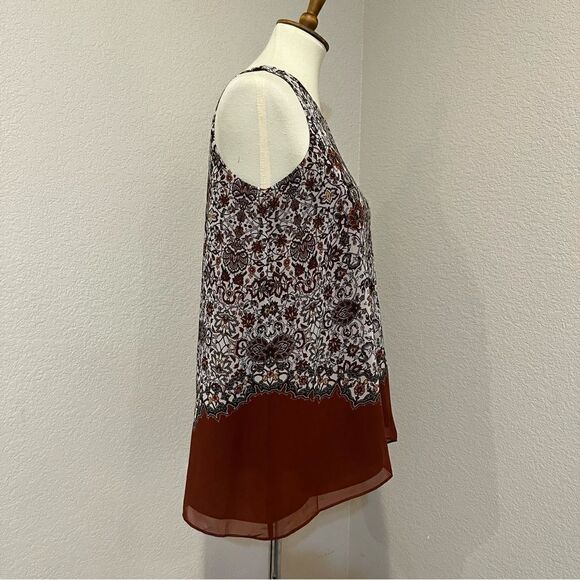 Max Studio Bohemian Floral Tank Size S Rust, Cream & Black - Picture 4 of 10